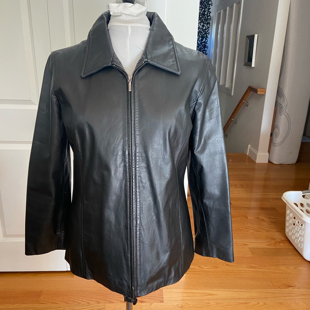 Gap genuine Black Leather classic jacket size M